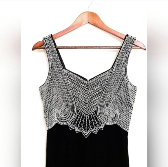 Vintage Stenay Black Velvet & Beaded Evening Dress - Picture 3 of 8